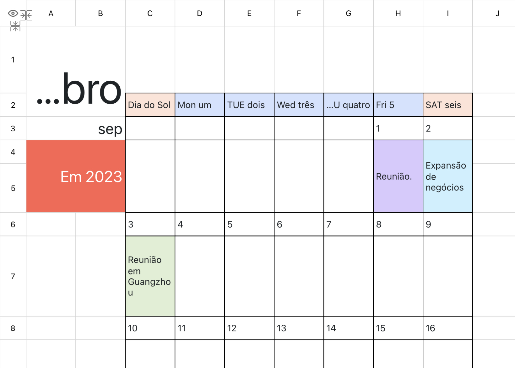 Memorando do calendário de trabalho